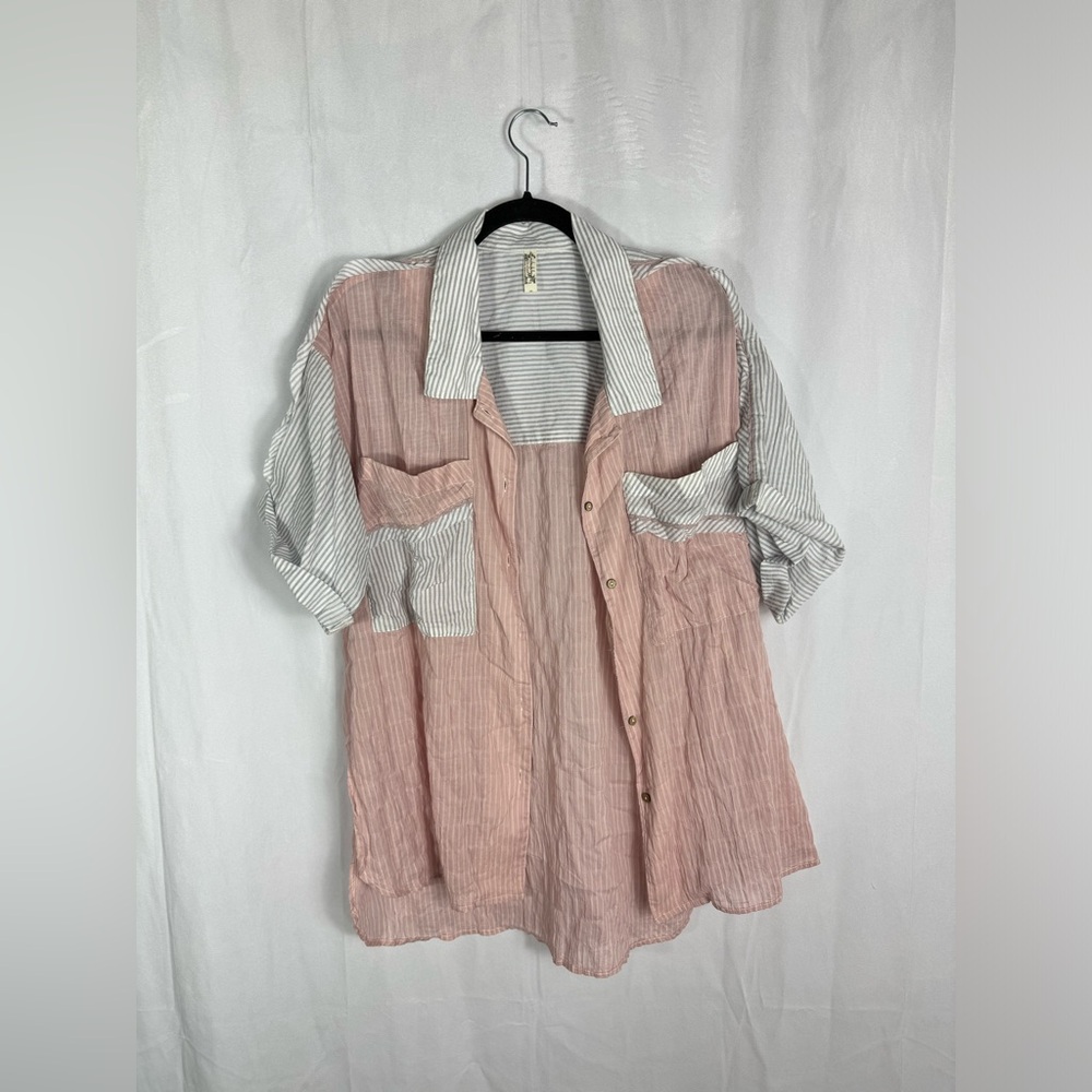 FP soft pink cotton oversized blouse